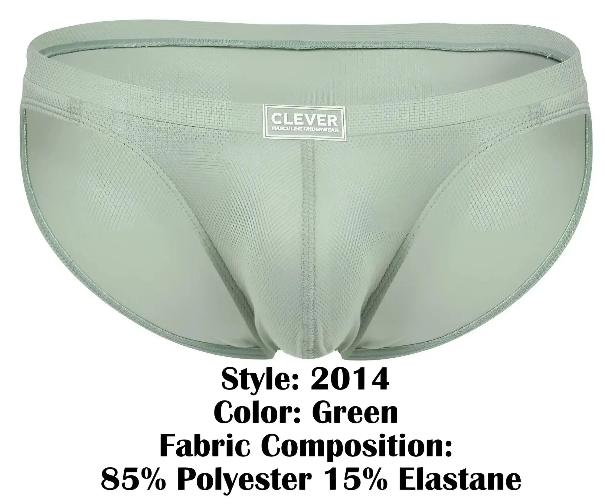 Clever 2014 reto briefs in green men’s brief made of breathable mesh fabric blend 85 percent polyester 15 percent elastane