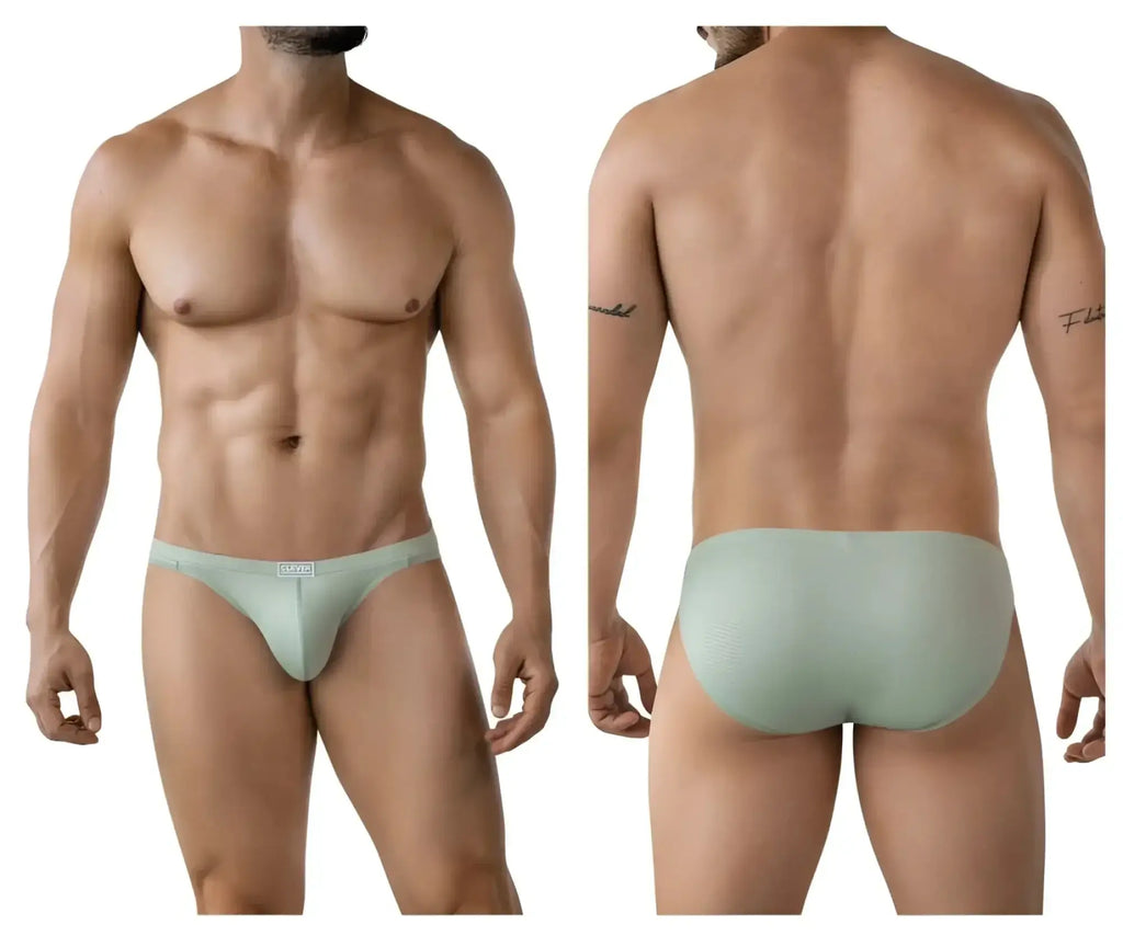 Light green clever 2014 reto briefs men’s form-fitting briefs with subtle textured pattern and brand tag on waistband