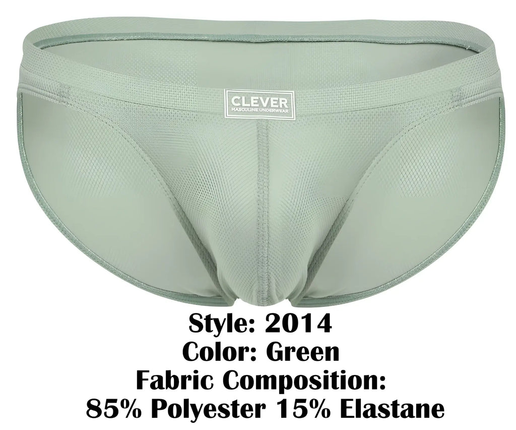 Clever 2014 reto briefs in green men’s brief made of breathable mesh fabric blend 85 percent polyester 15 percent elastane