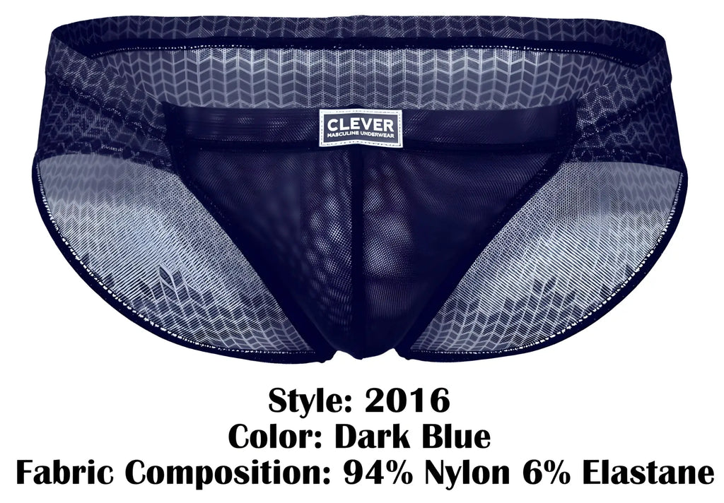 Dark blue clever 2016 mosaico briefs mesh with subtle geometric pattern and branded label on front side