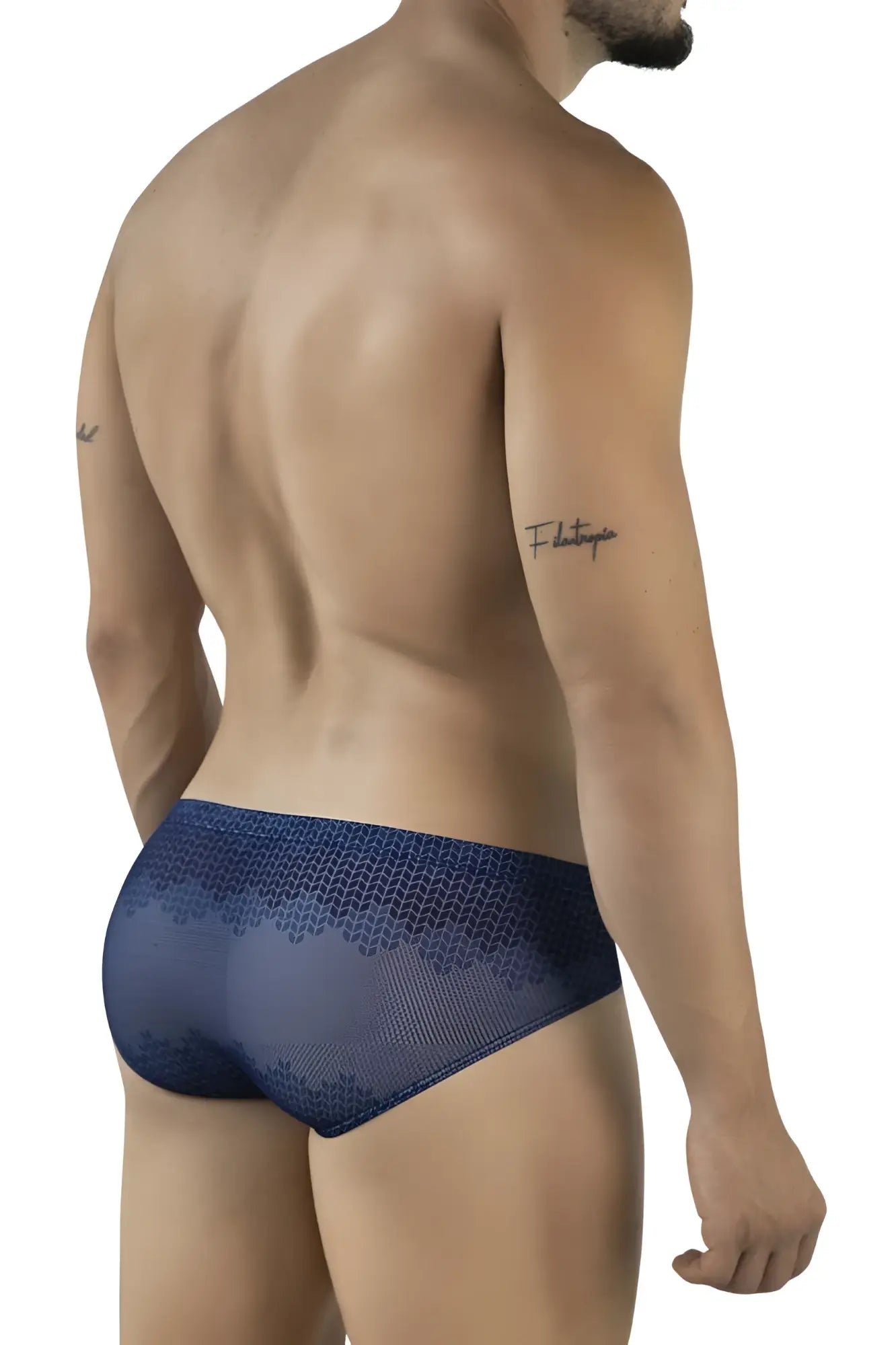 Navy blue clever 2016 mosaico briefs featuring lace trim on men’s underwear front design
