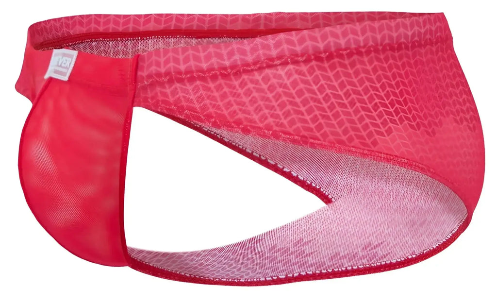 Clever 2016 mosaico briefs in red bright pink mesh with subtle geometric pattern and reinforced elastic waistband