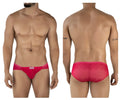 Bright pink mesh textured men’s briefs with subtle pattern and clevis branding from clever 2016 mosaico collection