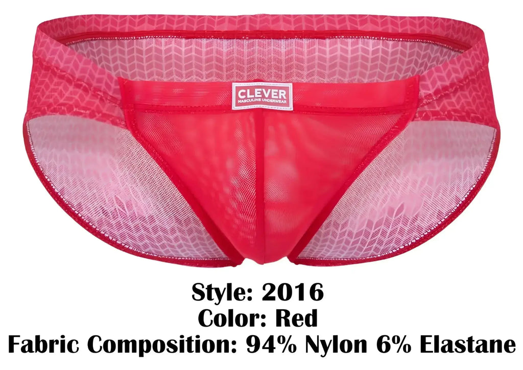 Red clever 2016 mosaico briefs featuring a subtle geometric red mesh pattern and a branded label