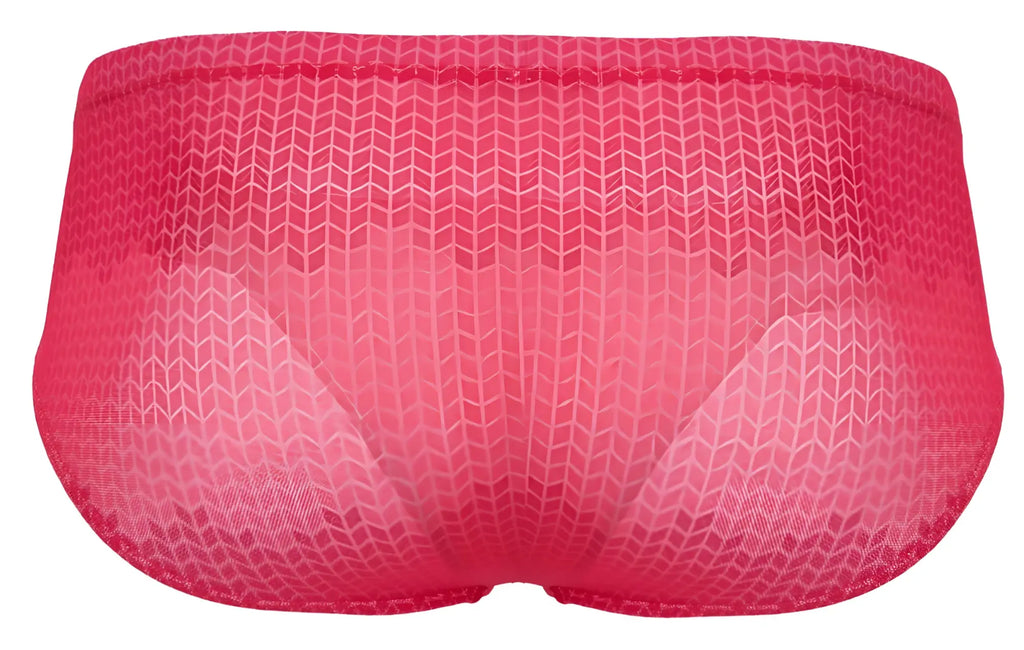 Pink mesh briefs with a subtle geometric pattern in red from clever 2016 mosaico briefs collection
