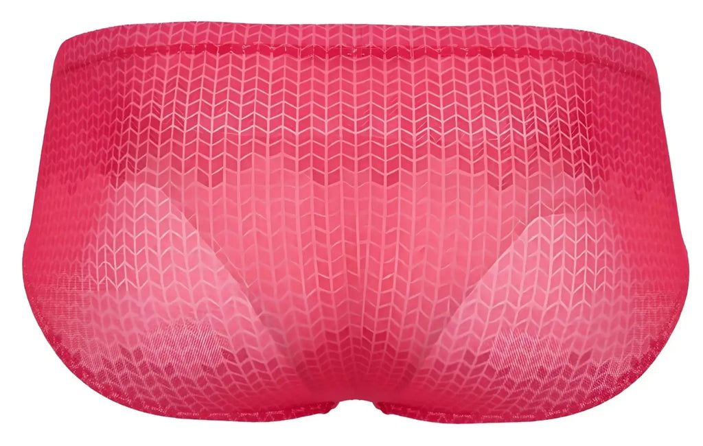 Pink mesh briefs with a subtle geometric pattern in red from clever 2016 mosaico briefs collection