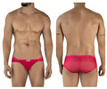 Bright pink mesh textured men’s briefs with subtle pattern and clevis branding from clever 2016 mosaico collection