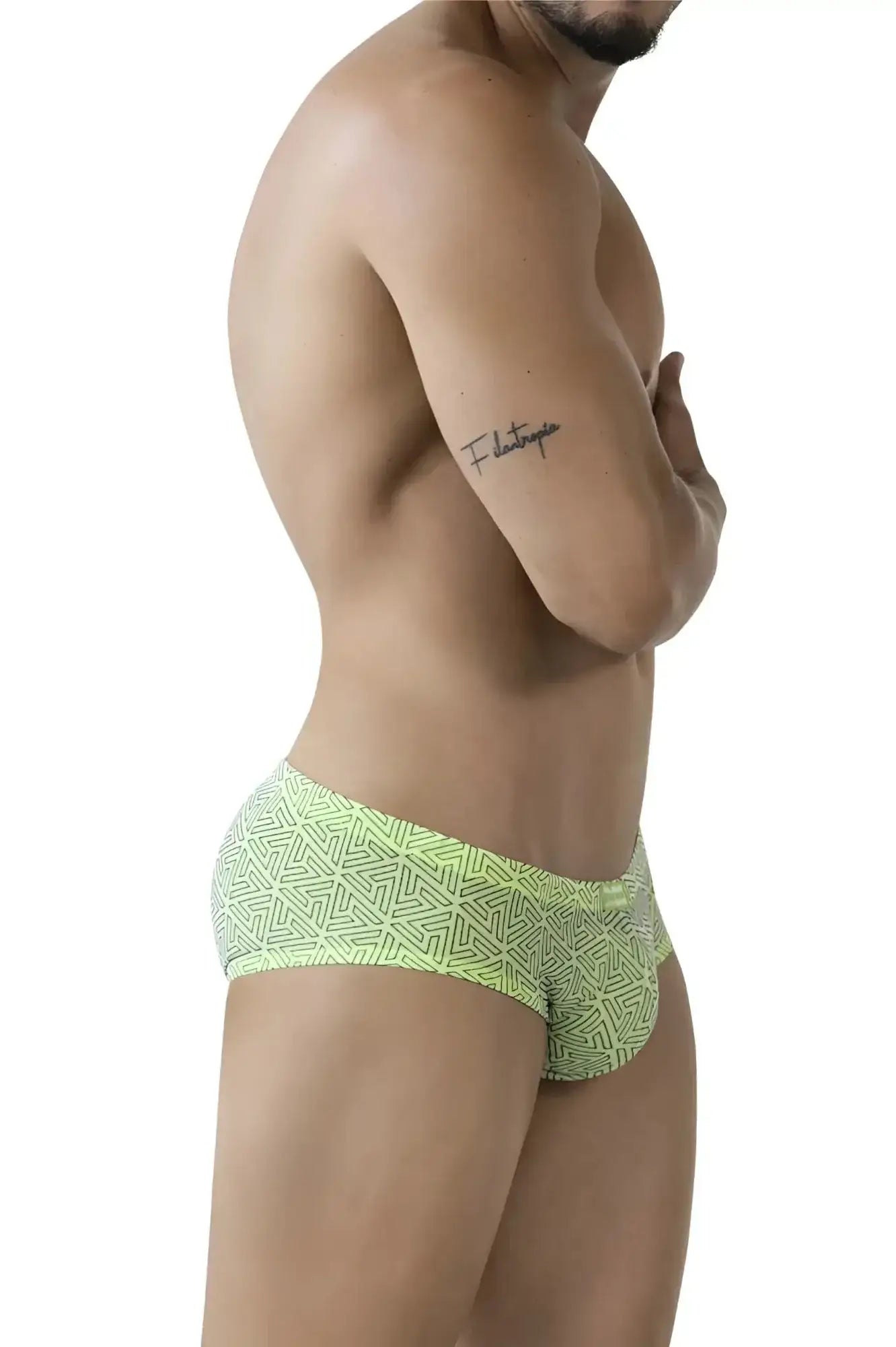 Lime green clever 2017 neon briefs with geometric pattern made from soft breathable fabric for everyday wear