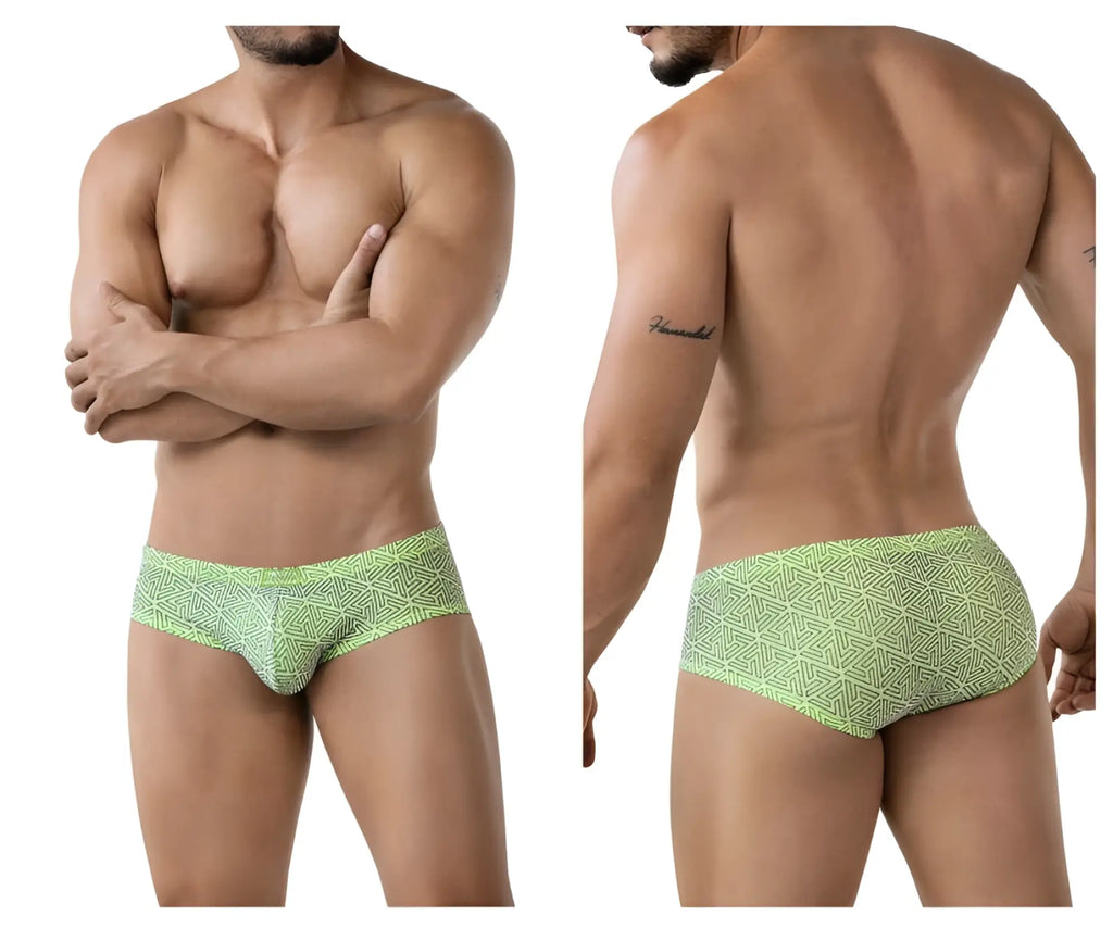 Lime green clever 2017 neon briefs with geometric pattern made of soft comfortable fabric for everyday wear