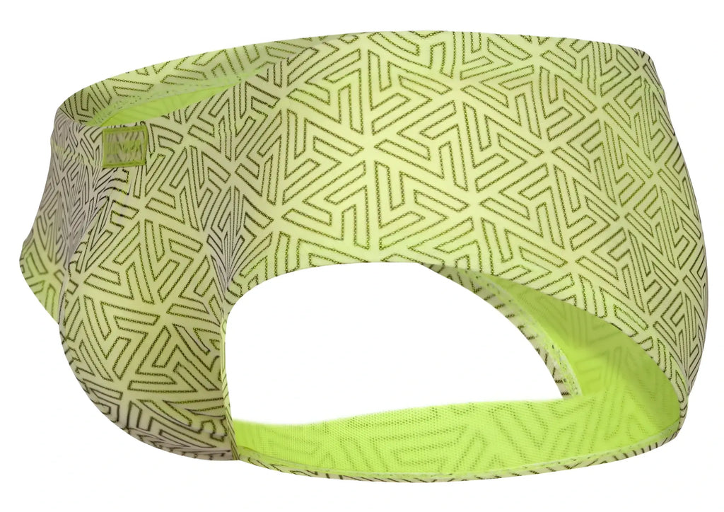 Lime green geometric patterned headband with soft stretchy fabric interior matching clever 2017 neon briefs color green