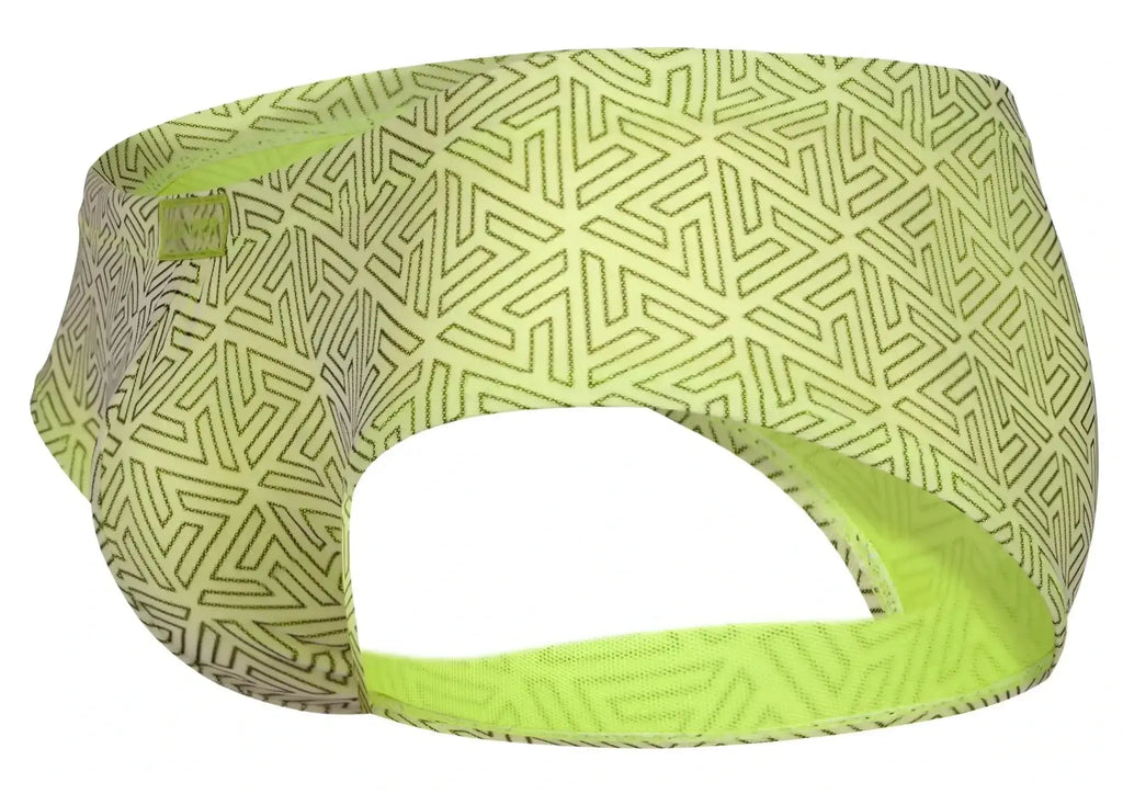 Lime green geometric patterned headband with soft stretchy fabric interior matching clever 2017 neon briefs color green