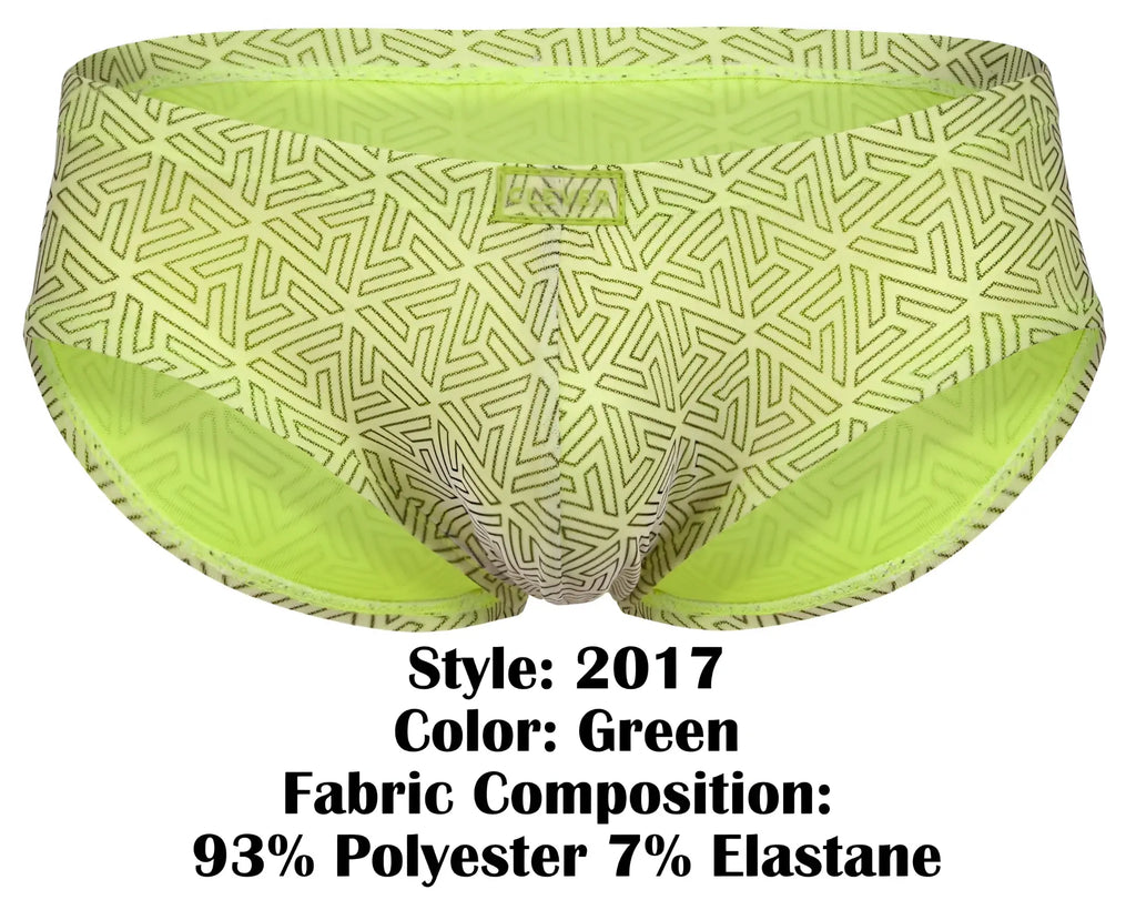 Lime green clever 2017 neon briefs with geometric pattern and elastic waistband for comfortable everyday wear