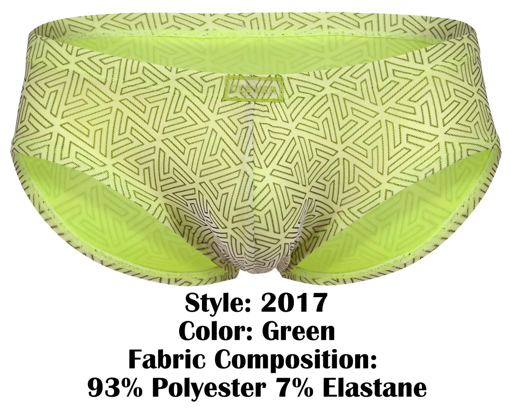 Lime green clever 2017 neon briefs with geometric pattern and elastic waistband for comfortable everyday wear