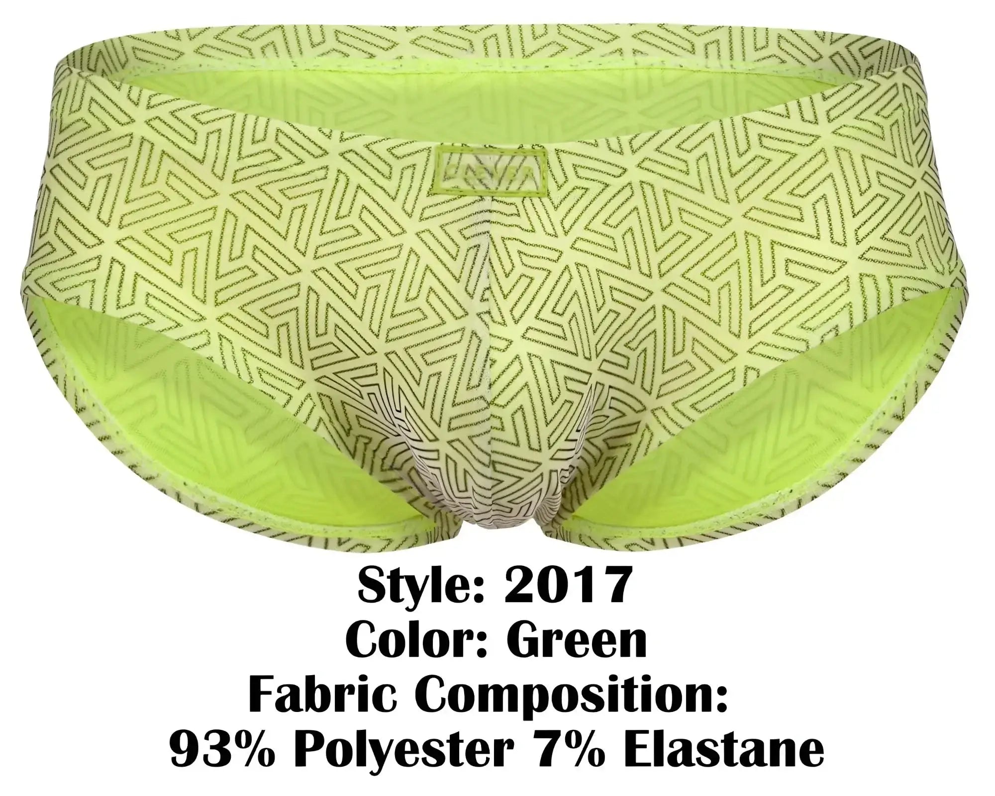Lime green clever 2017 neon briefs with geometric pattern and elastic waistband for comfortable everyday wear