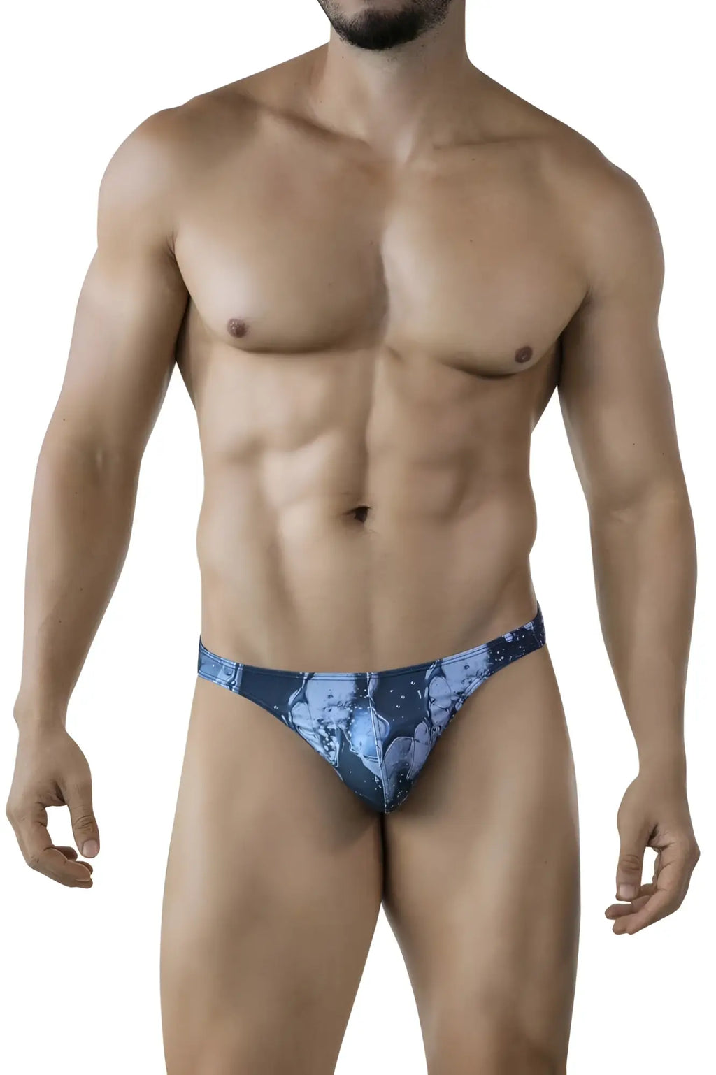 Blue patterned men’s briefs with graphic design in dark blue from clever 2020 galia thongs collection