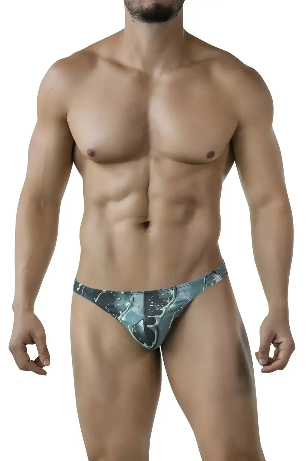 Men’s teal and gray abstract patterned briefs from clever 2020 galia thongs in green color for comfortable wear