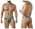 Men’s clever 2020 galia thong in green with teal and black patterned sleek modern design visible from the back side