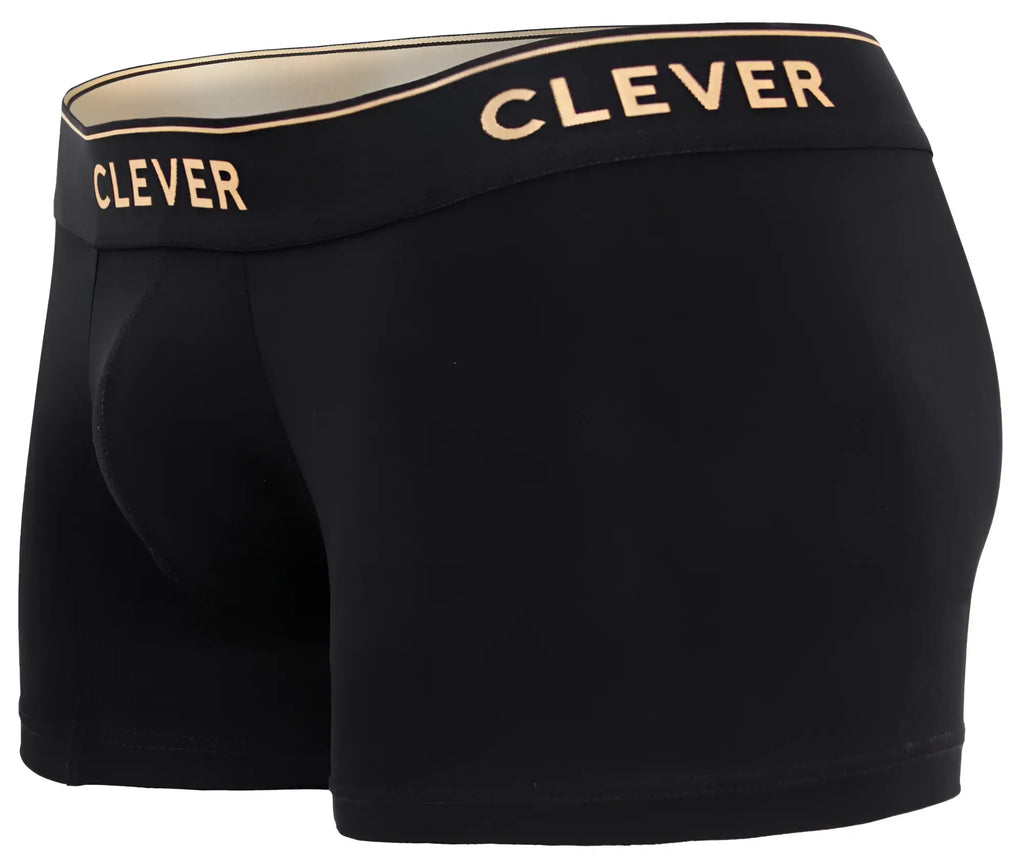 Black clever 2026 valladolid trunks boxer briefs with gold logo waistband designed for comfort and support