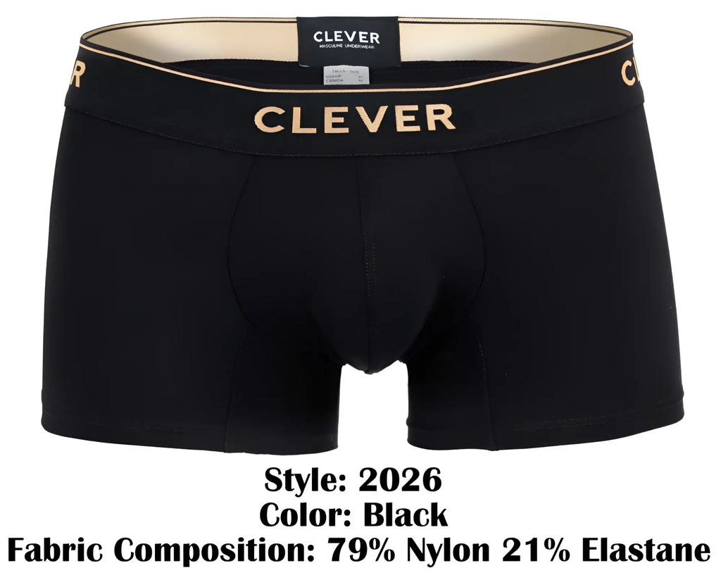 Black clever 2026 valladolid boxer briefs with gold lettering on waistband made from soft stretch fabric