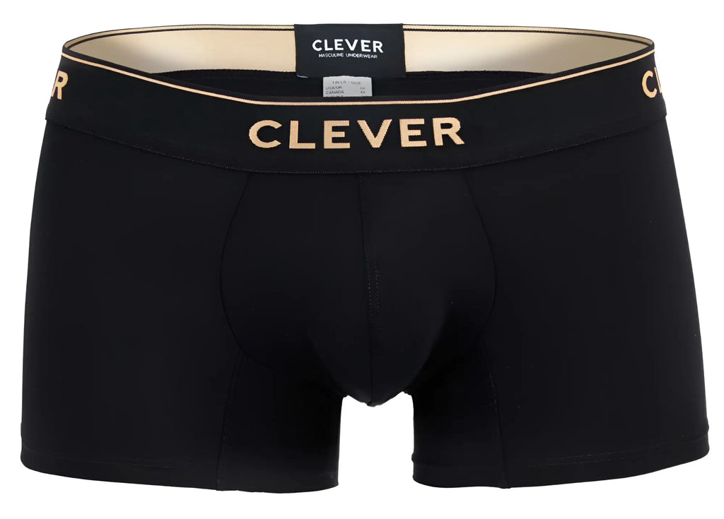Black clever 2026 valladolid trunks boxer briefs with gold branding on waistband in comfortable stretch fabric