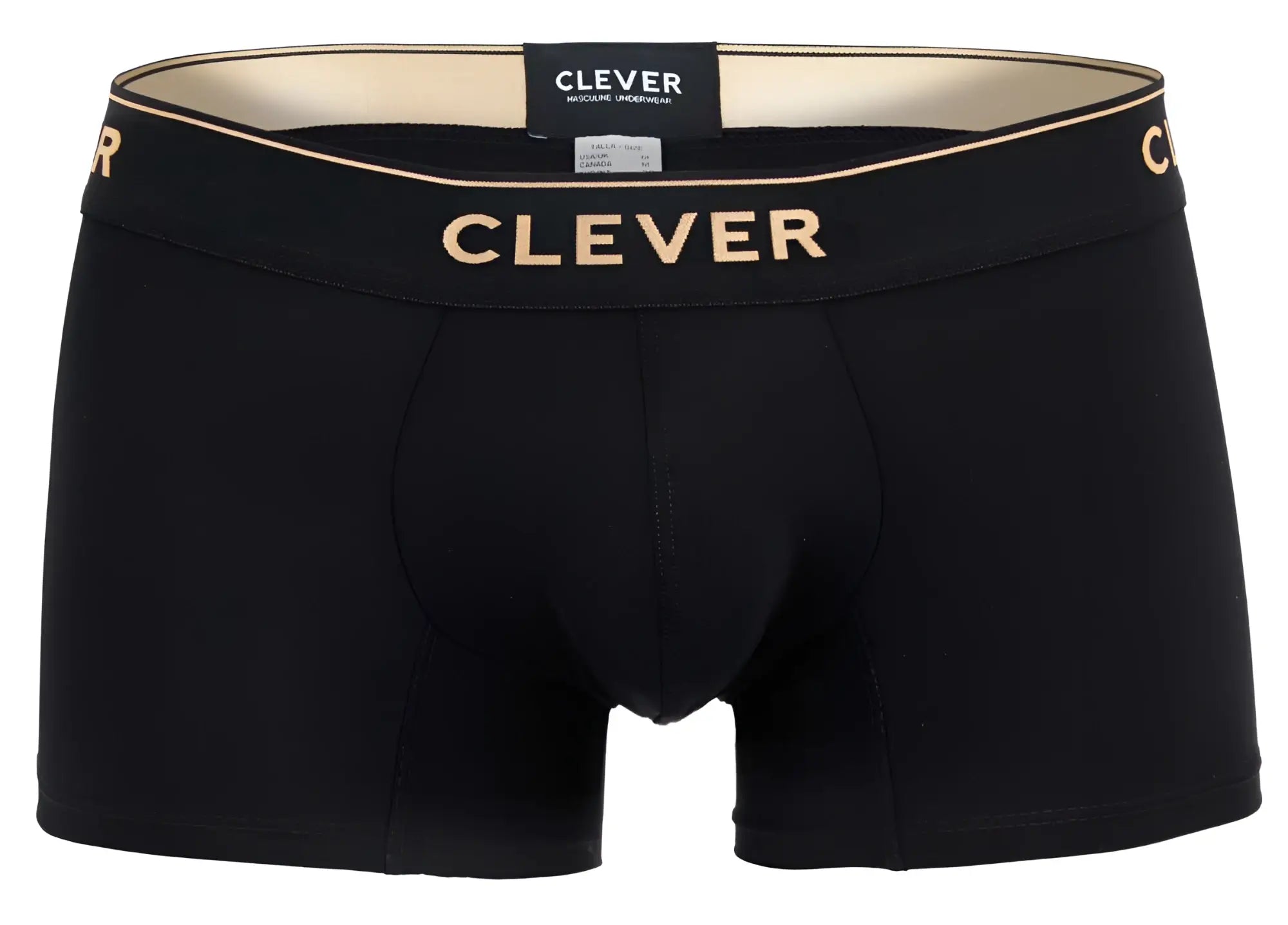 Black clever 2026 valladolid trunks boxer briefs with gold branding on waistband in comfortable stretch fabric