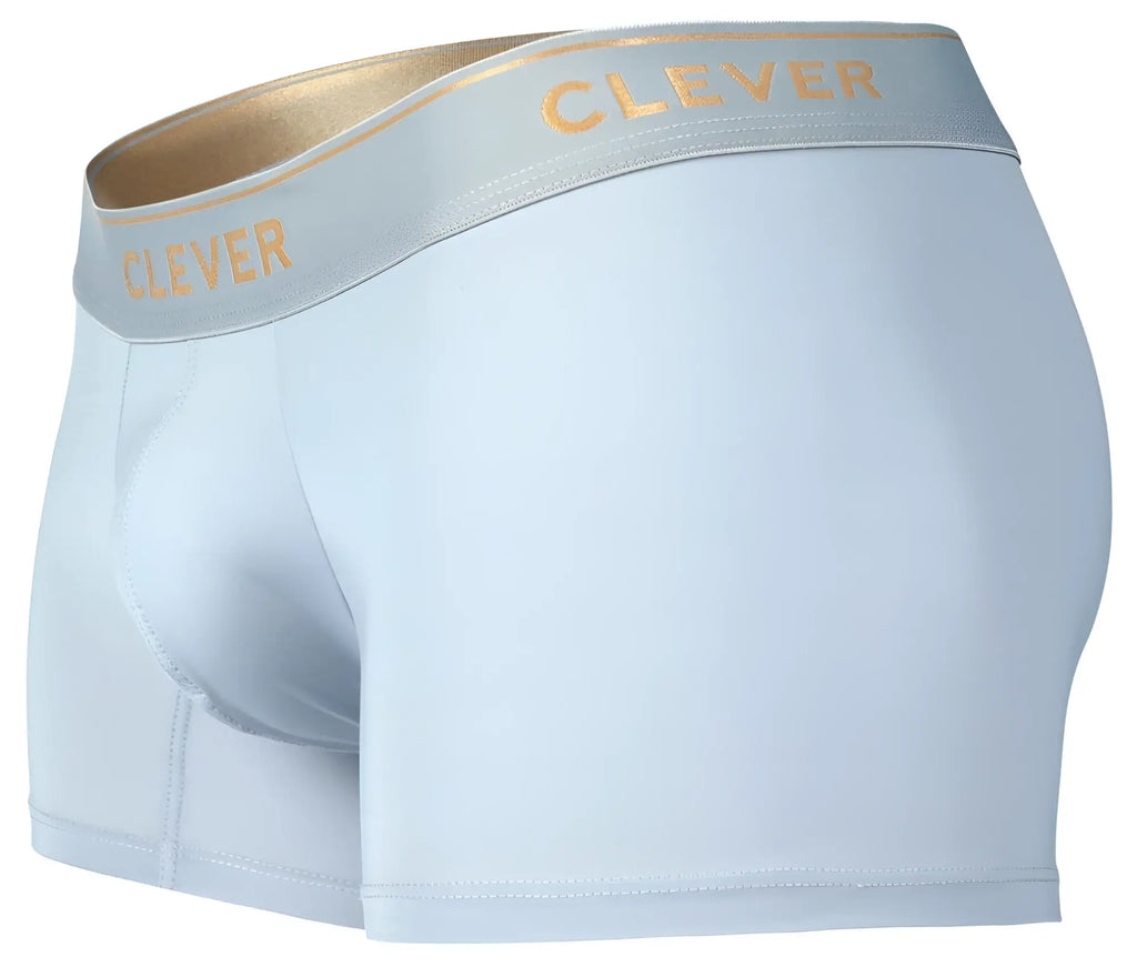 Light blue clever 2026 valladolid trunks boxer briefs with gold-trimmed waistband and clever logo in gold lettering