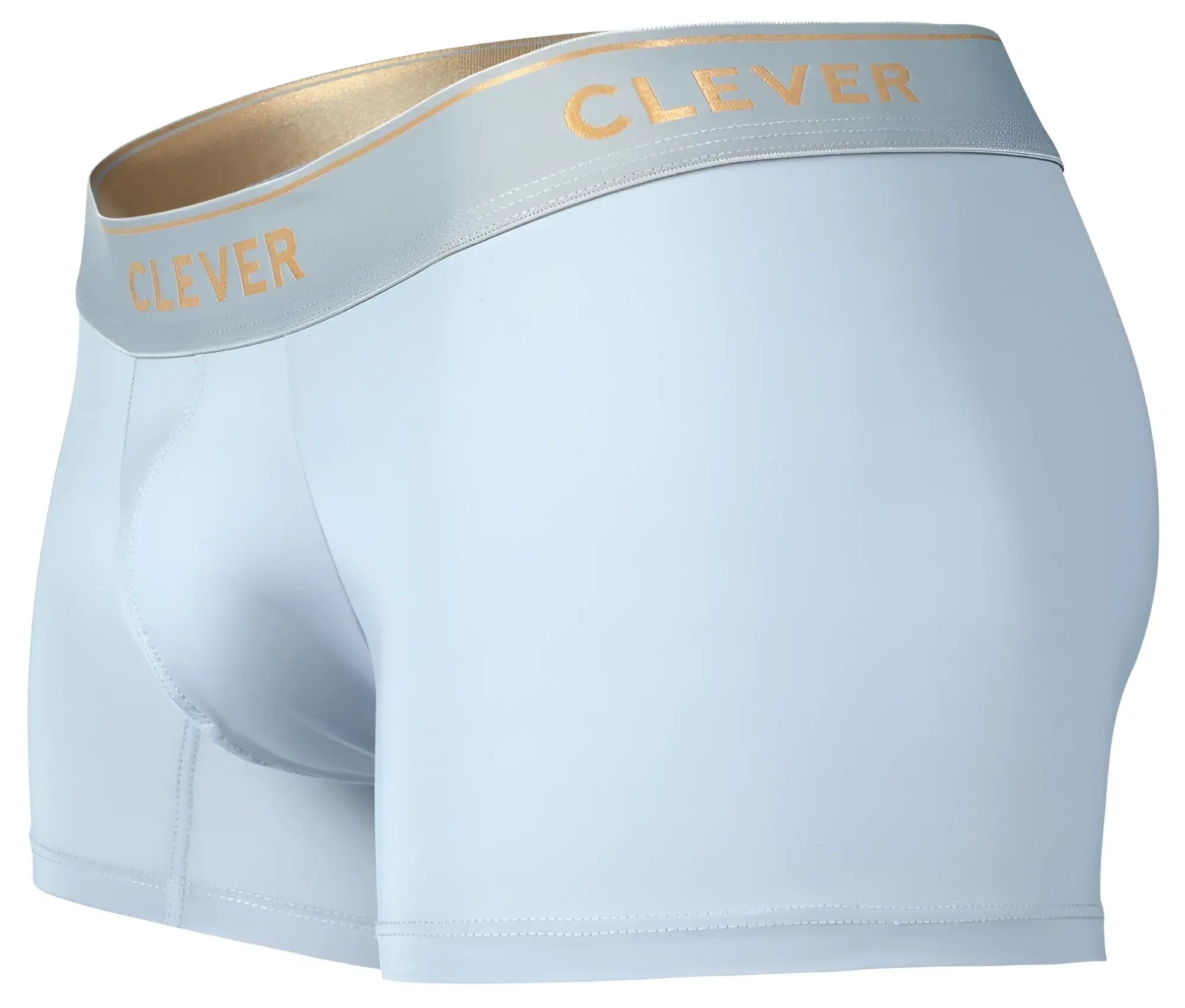 Light blue clever 2026 valladolid trunks boxer briefs with gold-trimmed waistband and clever logo in gold lettering