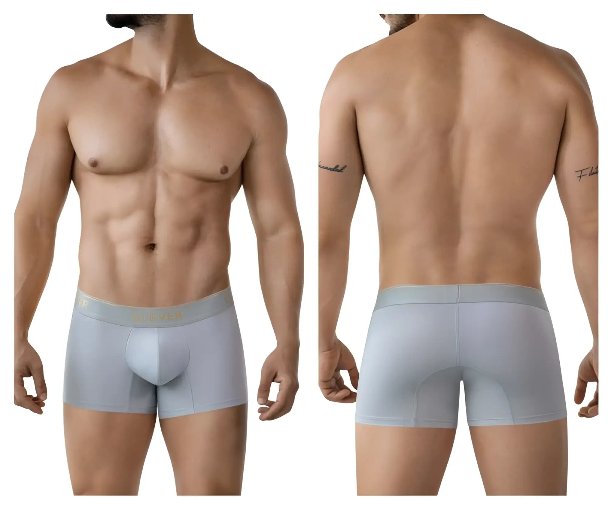 Light gray clever 2026 valladolid trunks boxer briefs with subtle gold logo on waistband and soft breathable fabric
