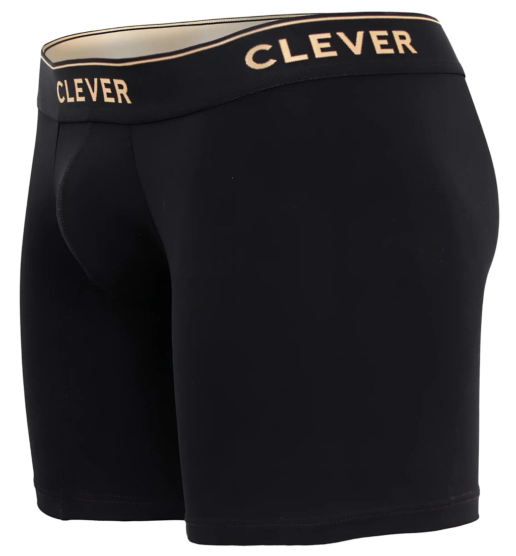 Black clever 2027 valladolid boxer briefs with gold clever logo waistband designed for comfortable everyday wear
