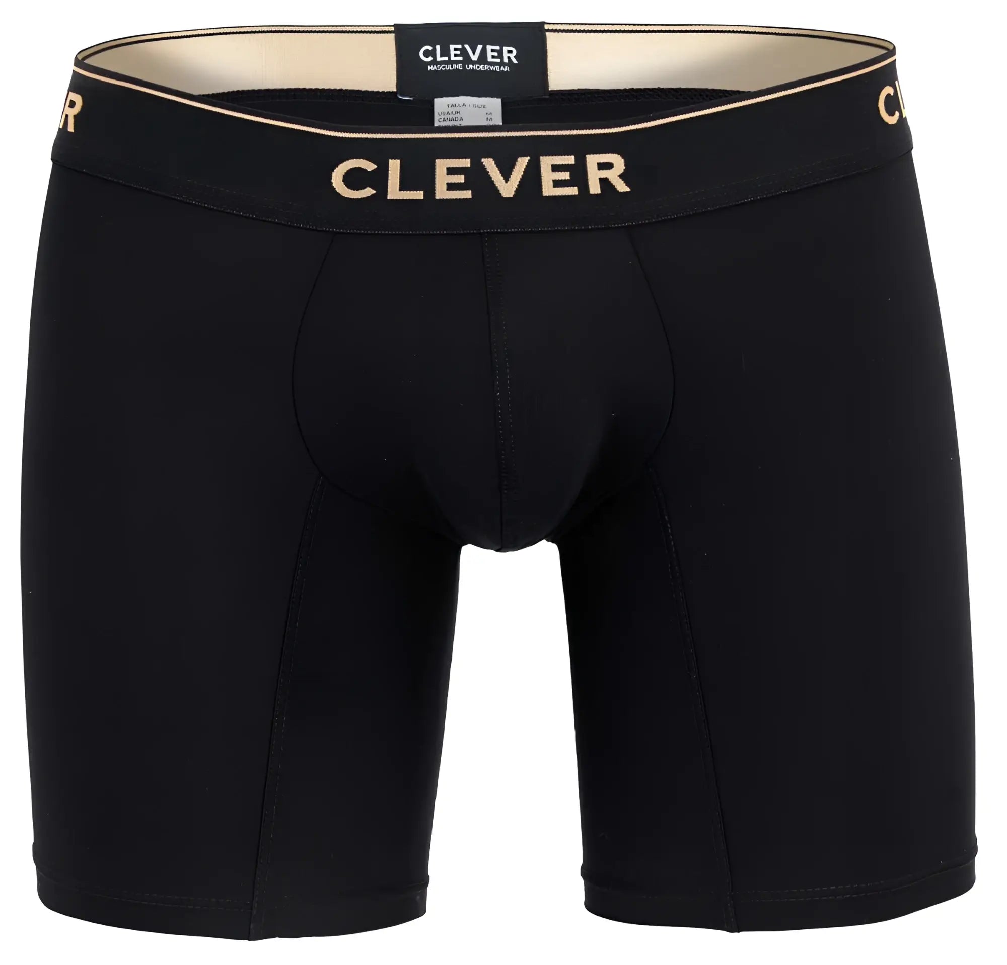 Black clever 2027 valladolid boxer briefs with gold clever waistband branding in black for comfortable everyday wear
