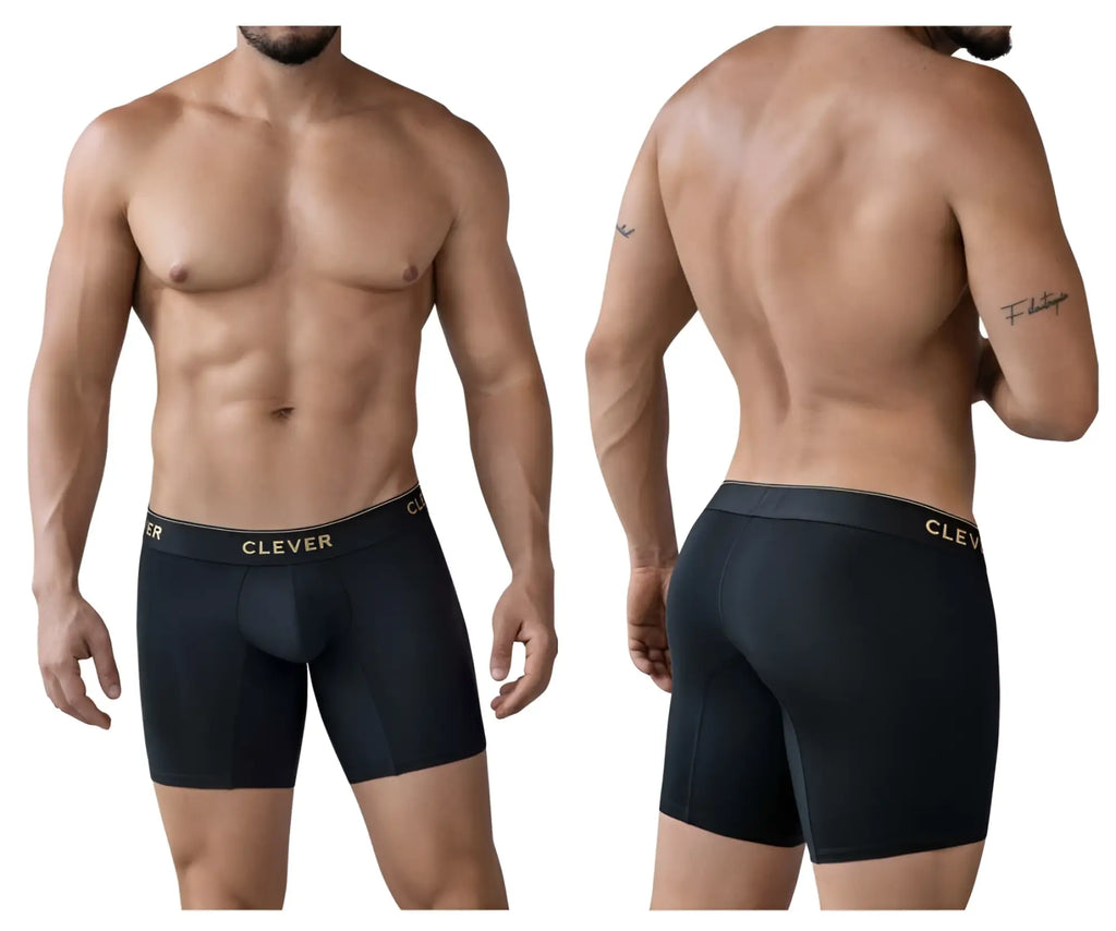 Black clever 2027 valladolid boxer briefs in black with gold logo waistband designed for comfort and support