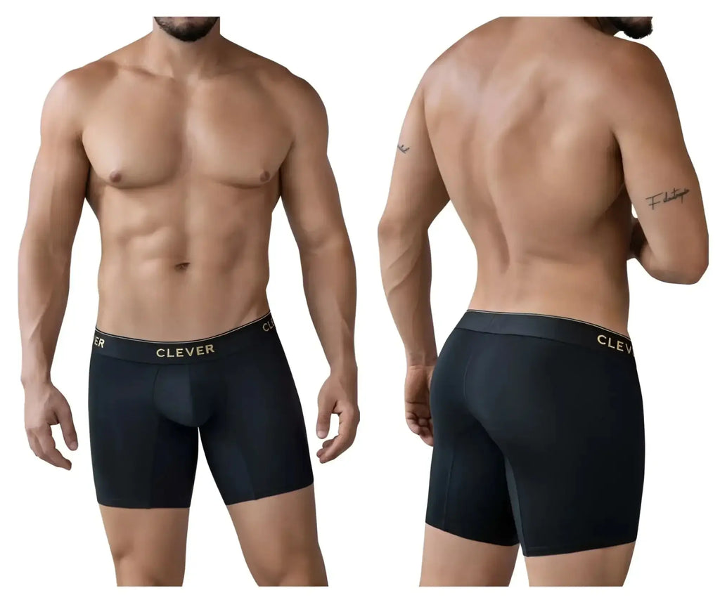 Black clever 2027 valladolid boxer briefs in black with gold logo waistband designed for comfort and support