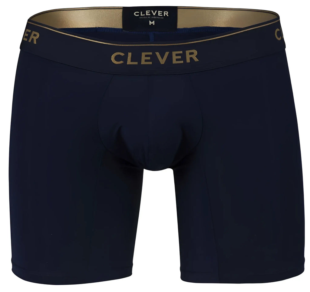 Navy blue clever 2027 valladolid boxer briefs with gold trim and embroidered waistband for comfortable support