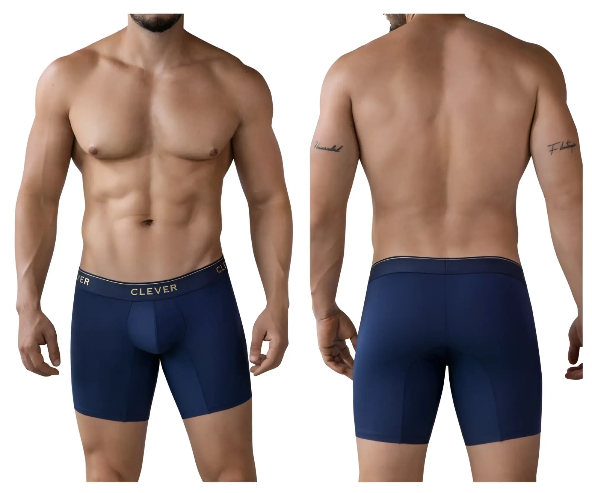 Navy blue clever 2027 valladolid boxer briefs with black waistband and white clever logo for comfortable everyday wear