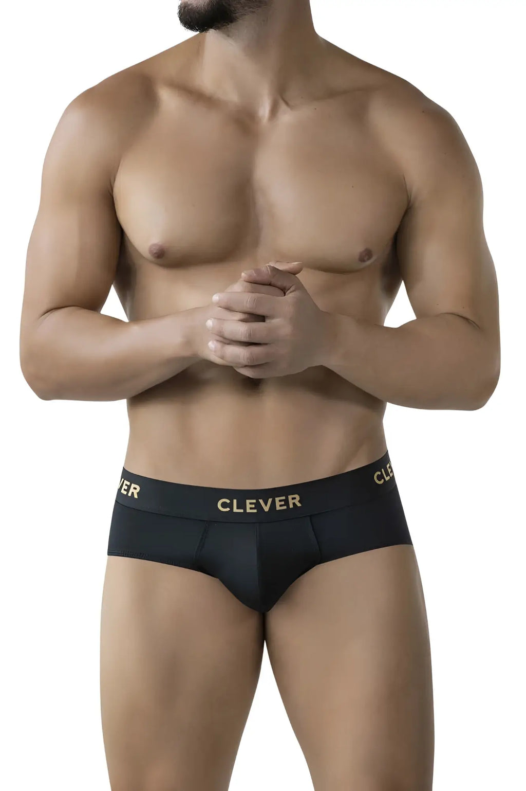 Black clever 2028 valladolid briefs with a gold logo waistband designed for comfortable everyday wear