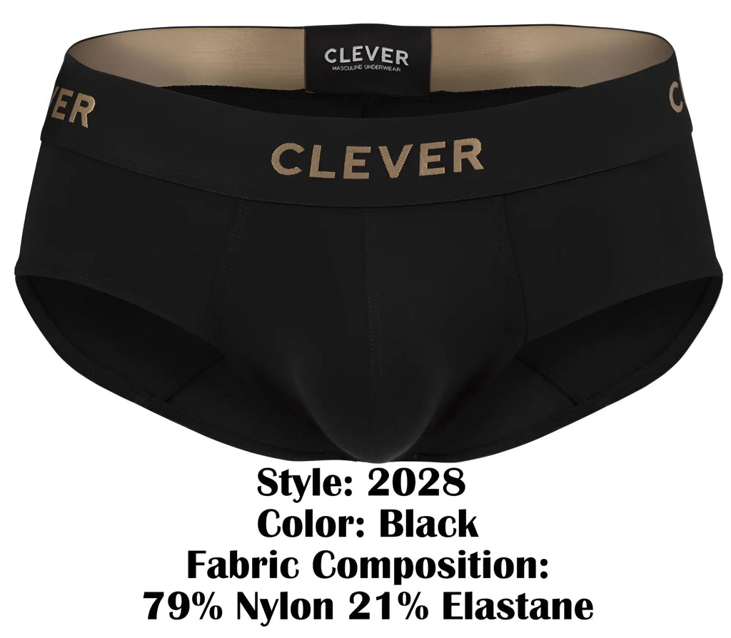 Black clever 2028 valladolid briefs with gold lettering on the waistband made from soft breathable fabric
