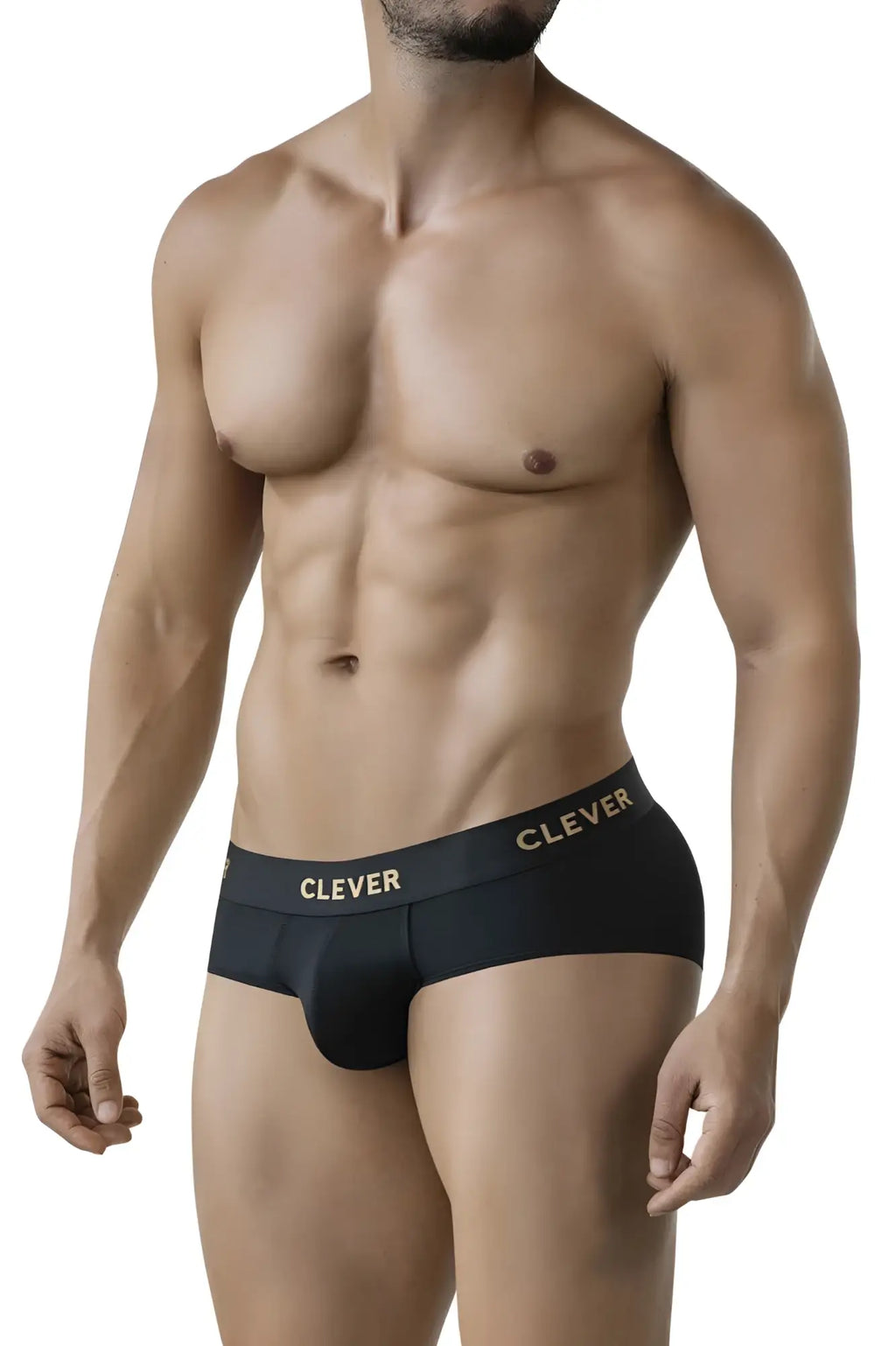 Black clever 2028 valladolid men’s briefs with gold lettering waistband in black cotton for everyday wear
