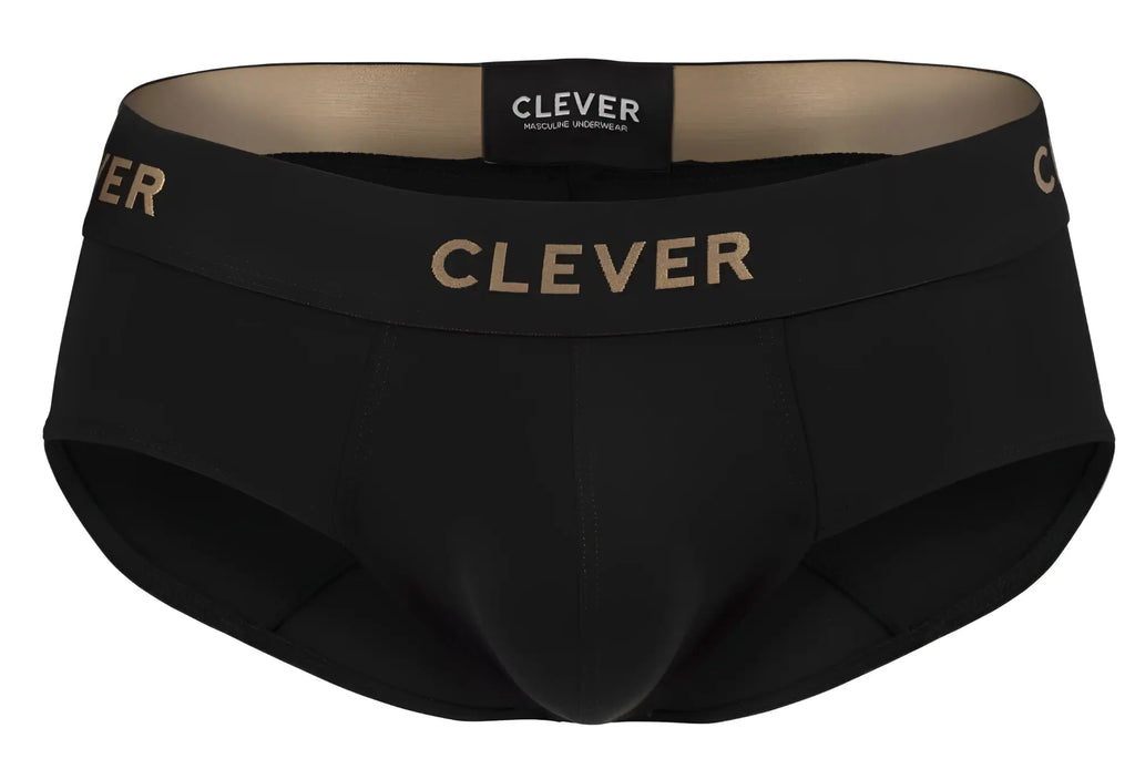 Black clever 2028 valladolid briefs with gold branding on waistband and matching label in soft stretch fabric