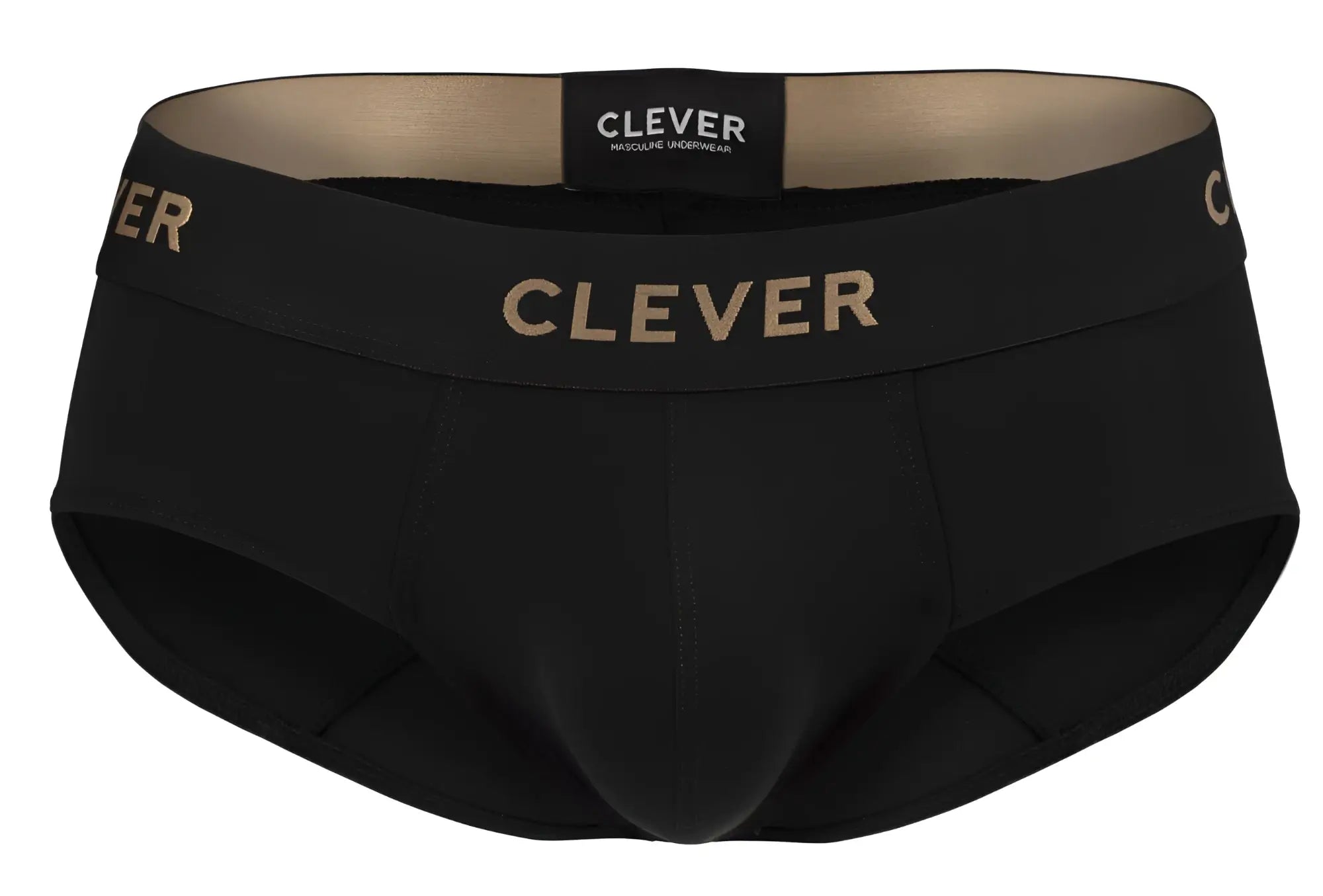 Black clever 2028 valladolid briefs with gold branding on waistband and matching label in soft stretch fabric