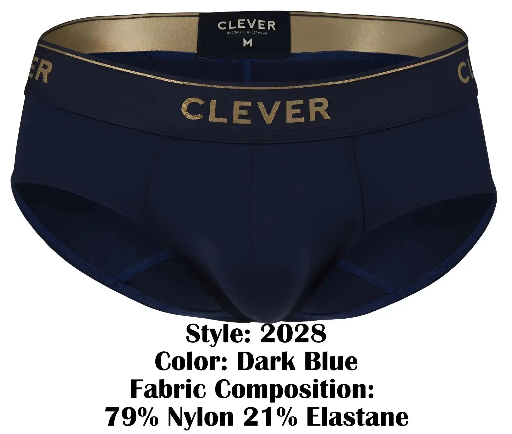 Dark blue clever 2028 valladolid briefs with gold trim and branding designed for comfort and style