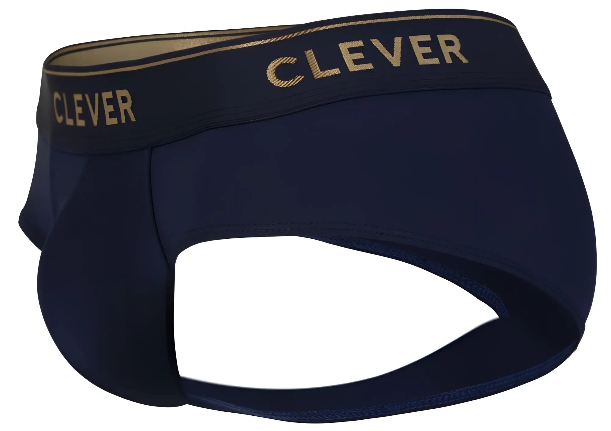 Navy blue cotton clever 2028 valladolid briefs with gold clever branding on the waistband