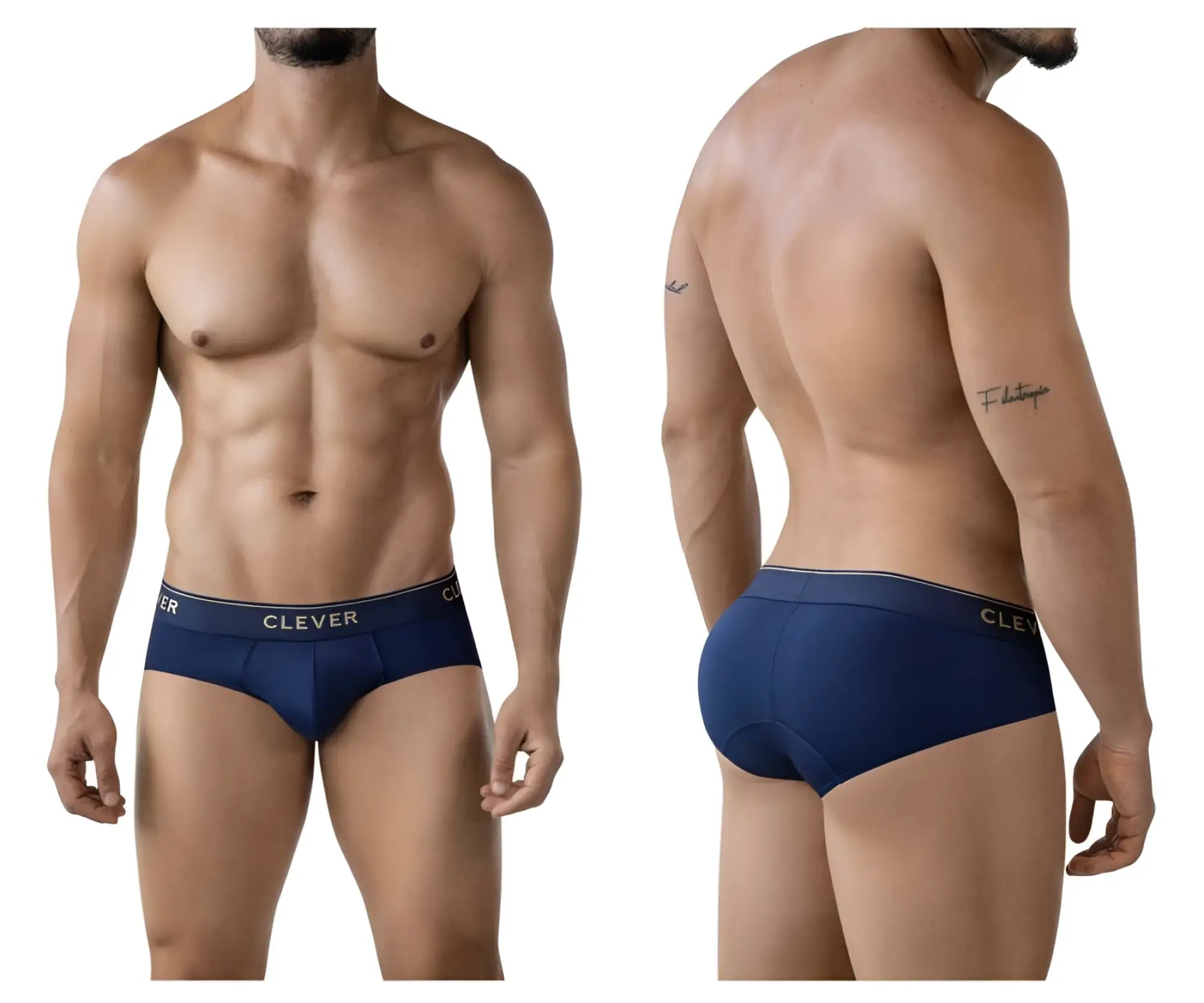 Navy blue cotton clever 2028 valladolid briefs with white logo on waistband for comfortable everyday wear