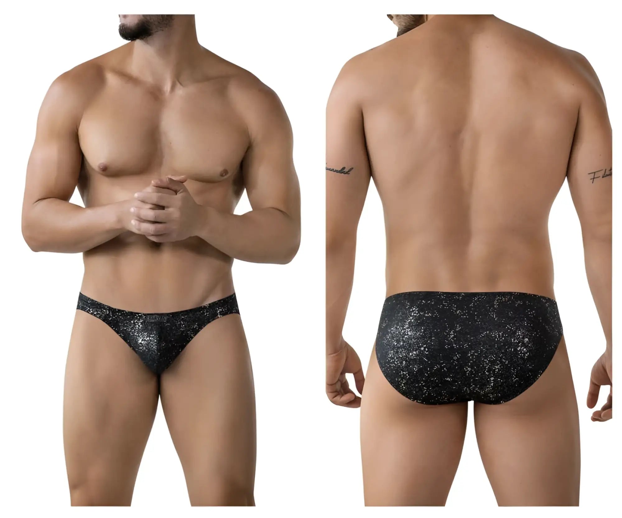 Clever 2039 galaxy briefs black sequined briefs with sparkling glittery texture for a bold stylish look