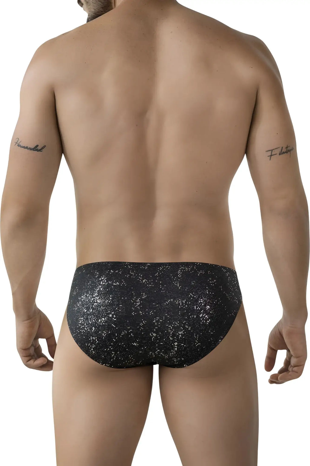 Black clever 2039 galaxy briefs with sparkling sequined glittery texture for stylish underwear wear