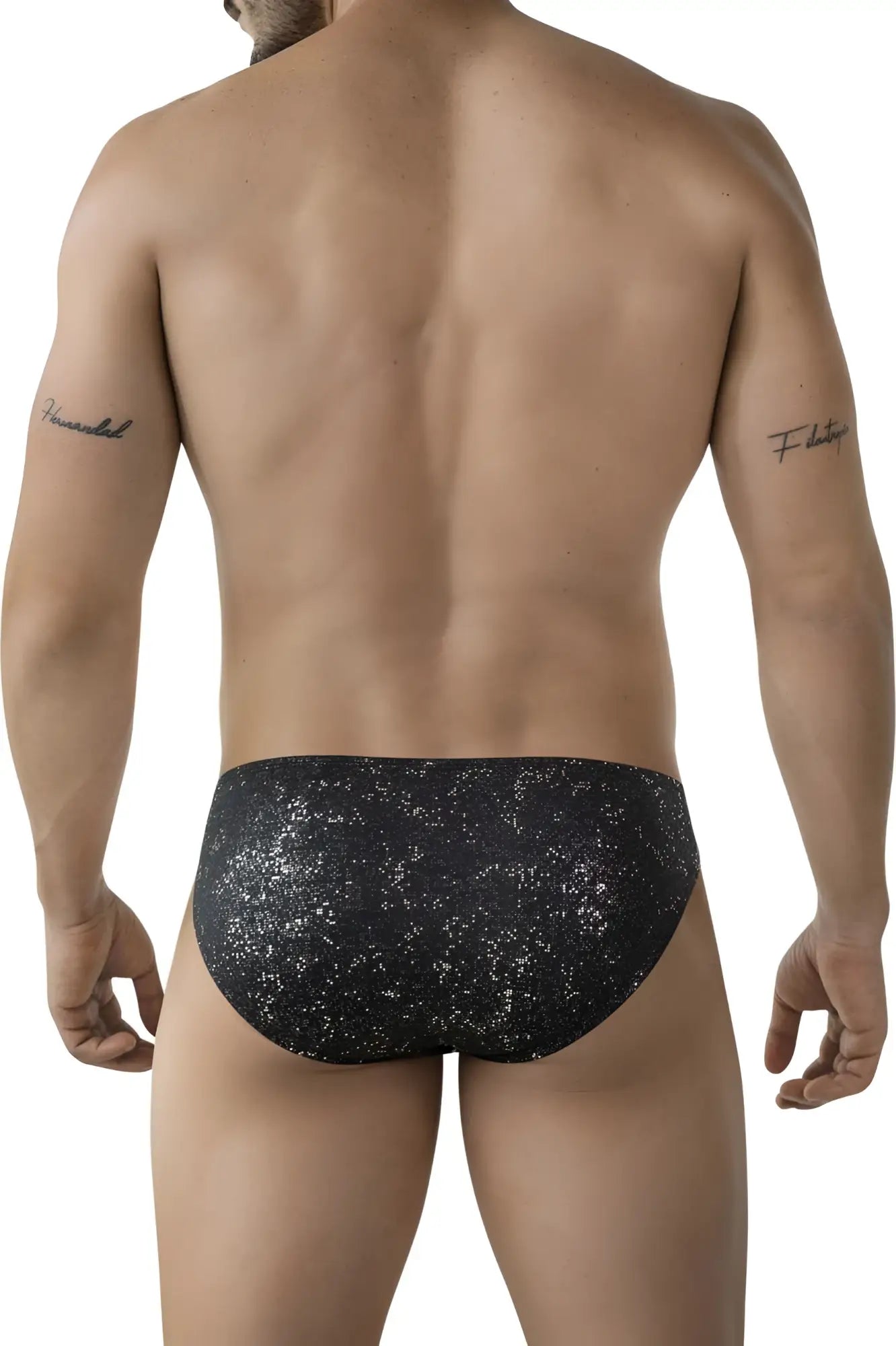 Black clever 2039 galaxy briefs with sparkling sequined glittery texture for stylish underwear wear