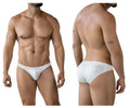 White lace-trimmed briefs with a subtle speckled pattern from clever 2039 galaxy briefs in white