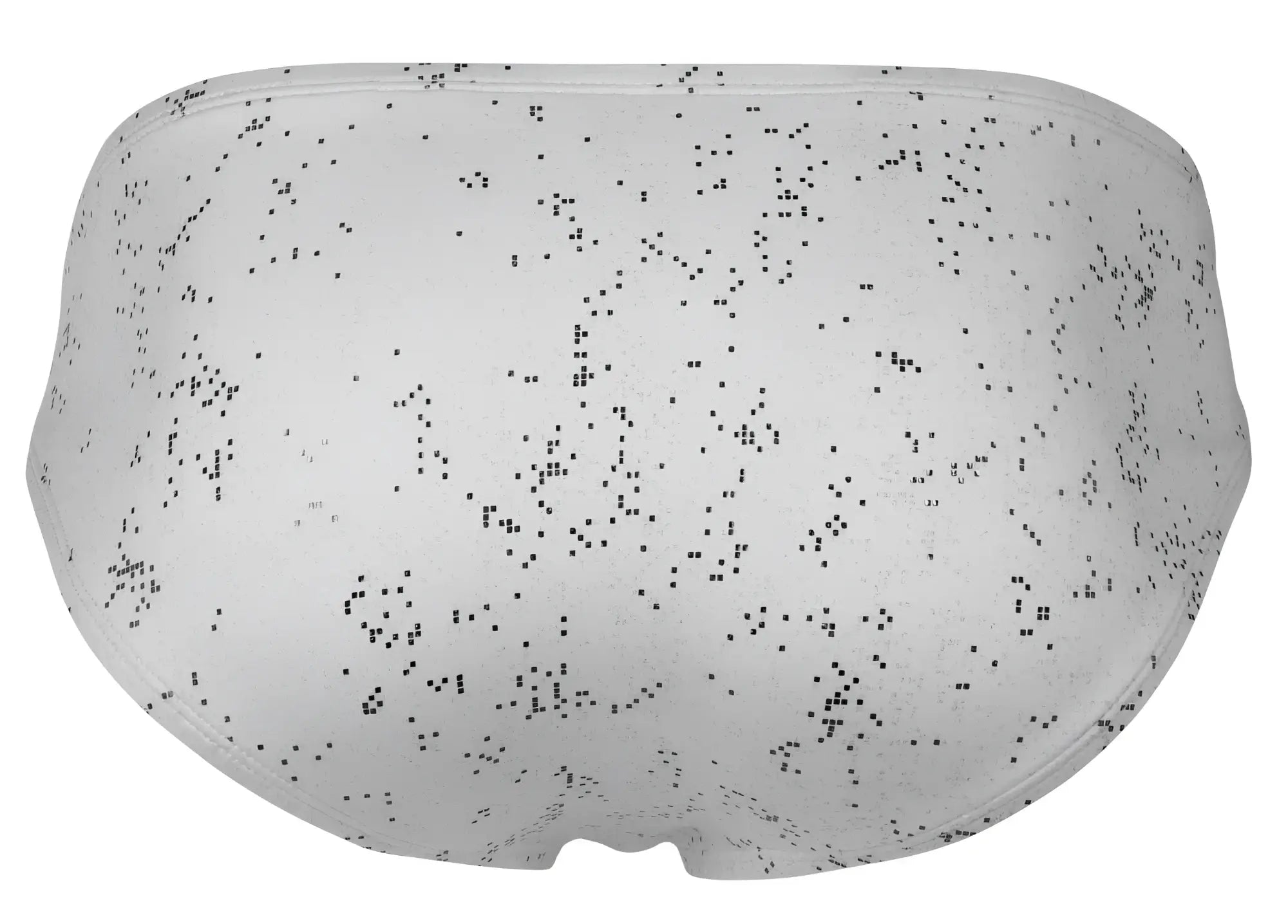 White briefs in clever 2039 galaxy design featuring a subtle black speckled pattern on white fabric