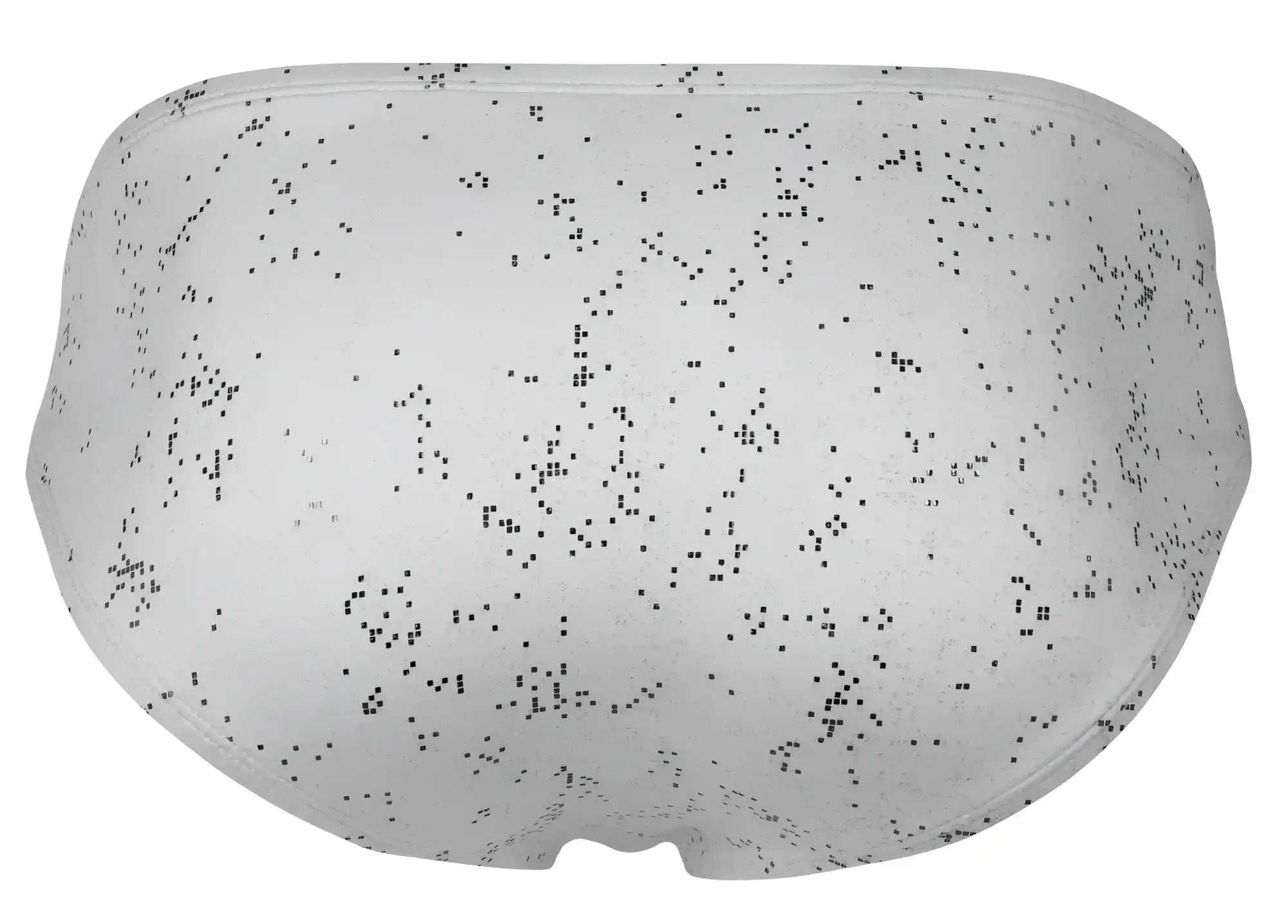 White briefs in clever 2039 galaxy design featuring a subtle black speckled pattern on white fabric