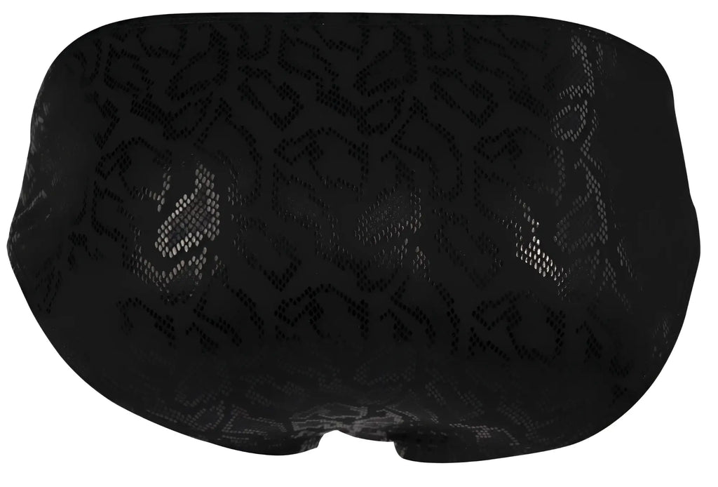 Black eye mask with subtle snakeskin pattern designed for clever 2040 luxe briefs color black collection