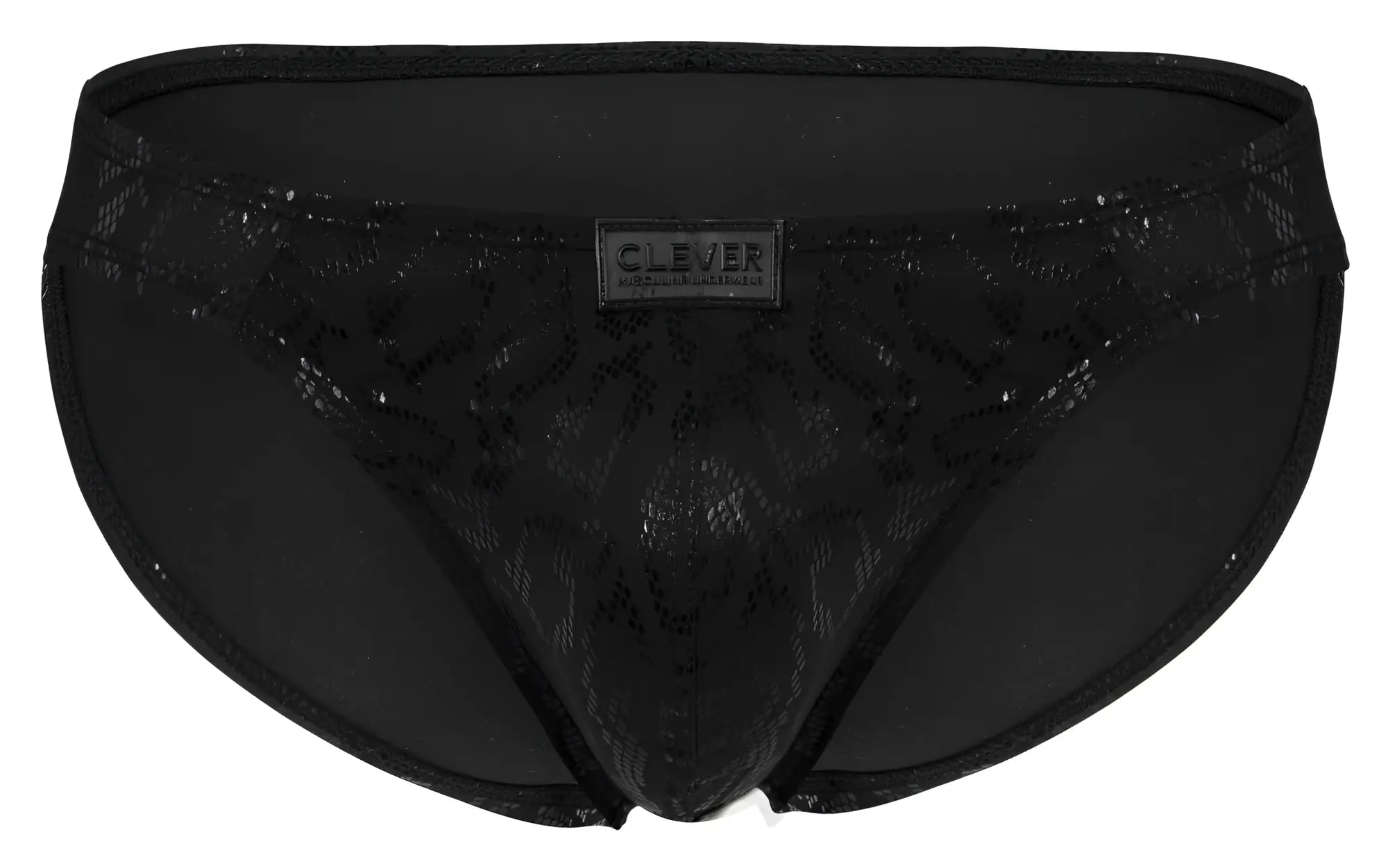 Black clever 2040 luxe briefs with lace trim subtle pattern and branded label made from soft material